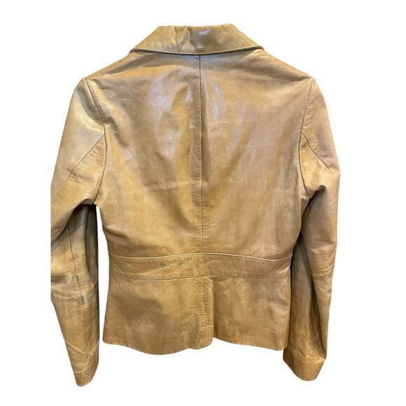 Vintage Wilson's Leather‎ Maxima Camel Brown Button Biker Style Collared Jacket - Picture 6 of 16